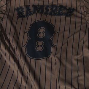 Yankees Striped Gray Jersey with Ramirez 8